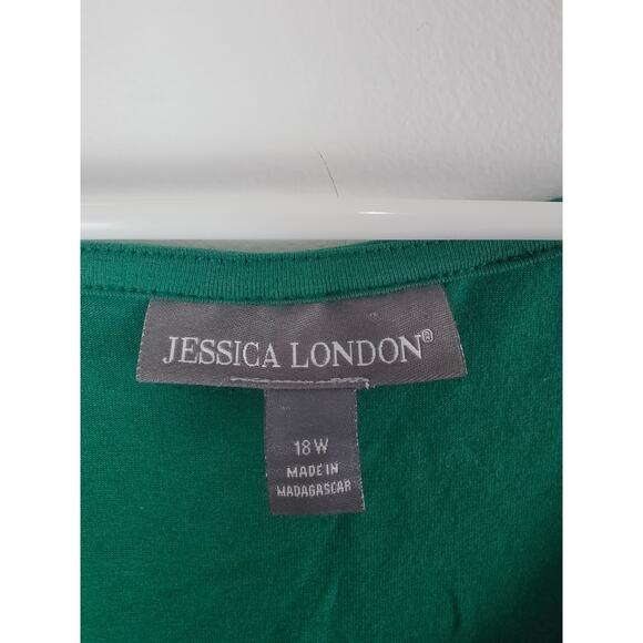 Jessica London Midi Dress 18 Womens Plus Size Christmas Green 3/4 Sleeve Holiday - Picture 3 of 7